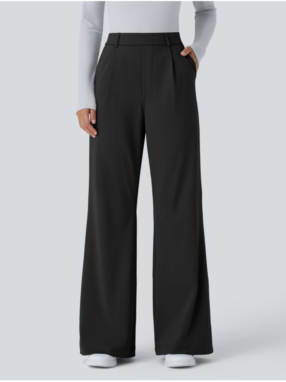 HALARA High Waisted Side Pocket Work Flare Pant Black